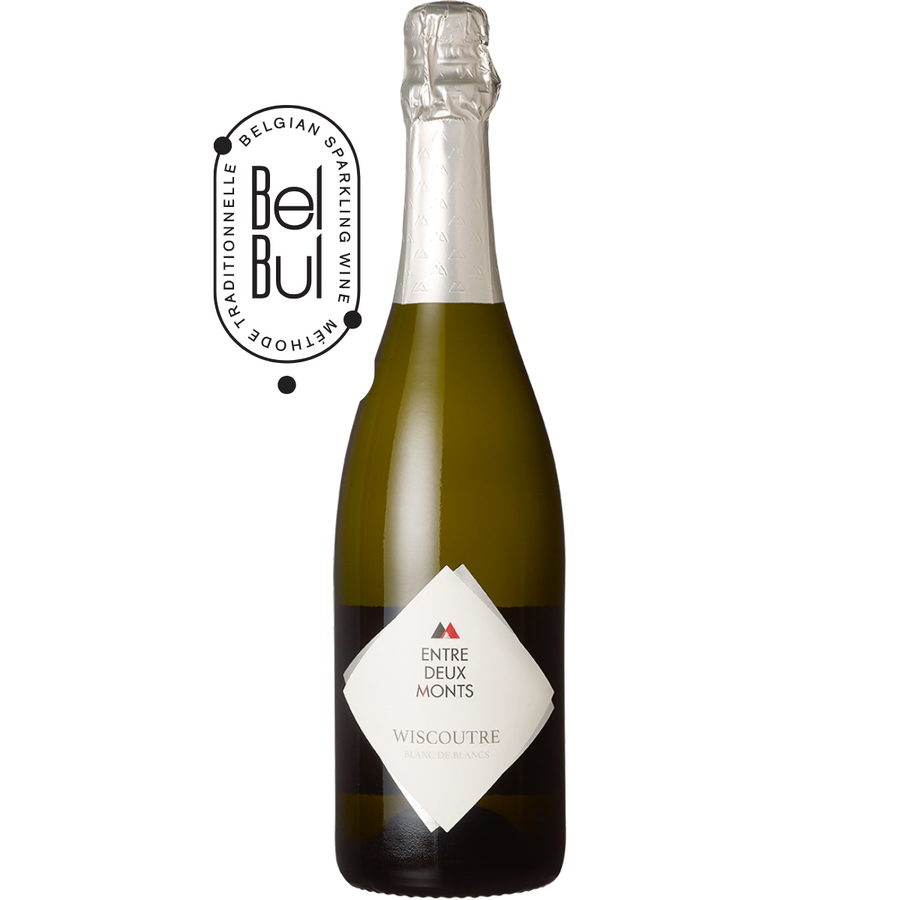 Mousserende wijn – blend van Chardonnay & Auxerrois van Wijndomein Entre-Deux-Monts uit Heuvelland (België), traditionele methode, fles