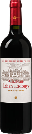 Rode wijn – blend van Cabernet Sauvignon, Merlot & Petit Verdot van Château Lilian Ladouys uit Saint-Estèphe, Bordeaux (Frankrijk), Cru Bourgeois Exceptionnel, fles