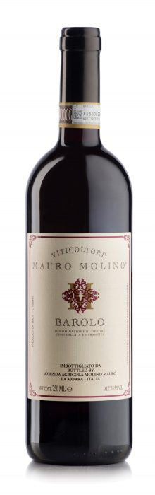 Rode wijn – 100% Nebbiolo van Mauro Molino uit de Barolo-regio, Piemonte (Italië), fles