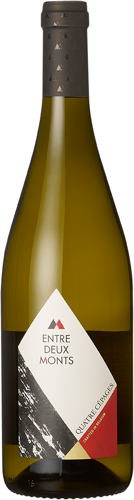 Witte wijn – blend van Chardonnay, Auxerrois, Pinot Noir & Pinot Meunier van Wijndomein Entre-Deux-Monts uit Heuvelland (België), fles